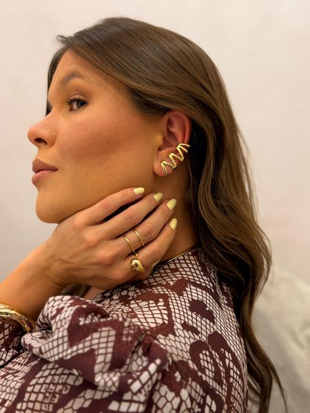 BRINCO EAR CUFF FILEIRAS BANHADO A OURO - Dri Ferreira Semi Joias