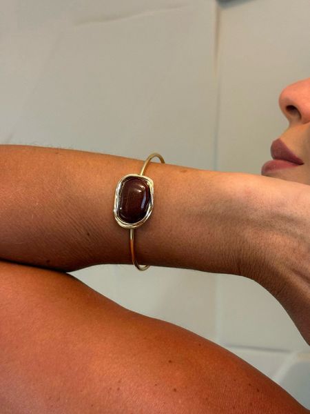 BRACELETE BOHO RESINADO MARROM BANHADO A OURO - Dri Ferreira Semi Joias