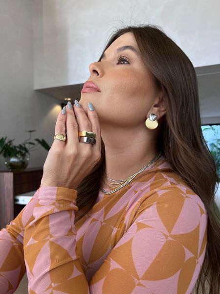 BRINCO CHAPA DUPLA DOIS BANHOS ACETINADO - Dri Ferreira Semi Joias