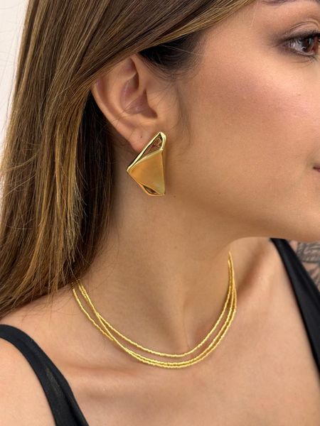 BRINCO GEOMETRICO BANHADO A OURO - Dri Ferreira Semi Joias