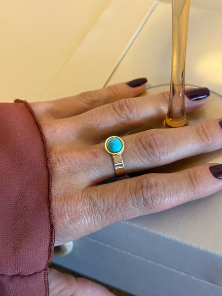 ANEL REGULÁVEL BOHO TURQUESA FINO BANHADO A OURO - Dri Ferreira Semi Joias