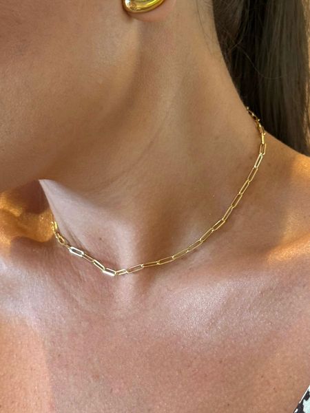 CHOKER ELOS RETANGULARES FINOS BANHADA A OURO