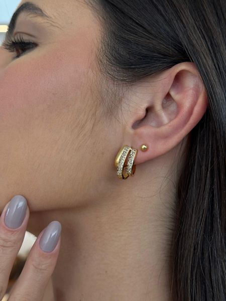 BRINCO FIOS CRAVEJADOS BANHADO A OURO - Dri Ferreira Semi Joias