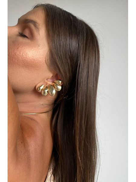 BRINCO EAR CUFF GOTAS BANHADO A OURO - Dri Ferreira Semi Joias