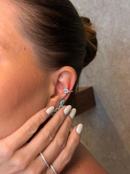 PIERCING FAKE GOTINHA TURMALINA CRAVEJADO BANHADO A RÓDIO BRANCO 