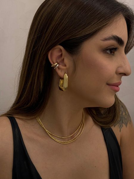 BRINCO ARGOLA GEOMETRICA BANHADO A OURO - Dri Ferreira Semi Joias