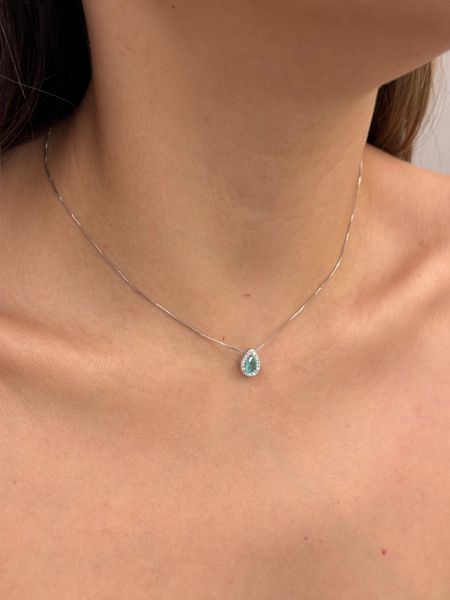 COLAR GOTA TURMALINA CRAVEJADA BANHADA A RÓDIO BRANCO - Dri Ferreira Semi Joias