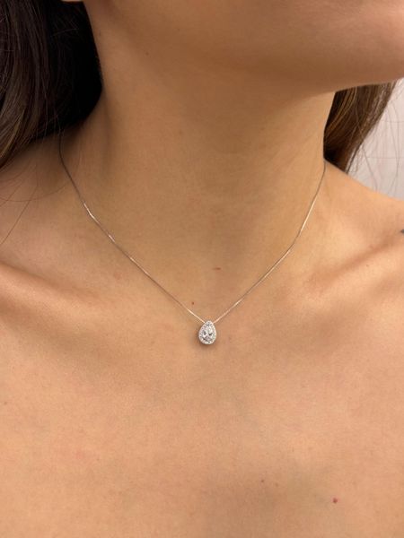 COLAR GOTA CRISTAL CRAVEJADA BANHADA A RÓDIO BRANCO - Dri Ferreira Semi Joias