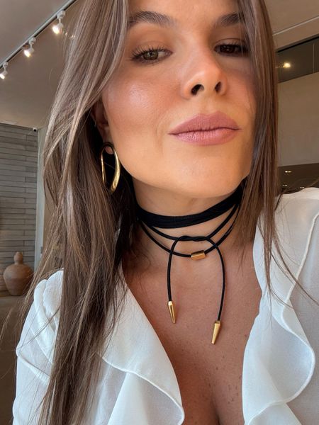CORDÃO COURO BOHO PRETO CANUTILHO BANHADO A OURO - Dri Ferreira Semi Joias