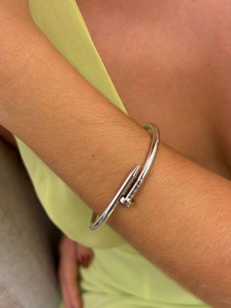 BRACELETE PREGO BANHADO A RÓDIO BRANCO - Dri Ferreira Semi Joias