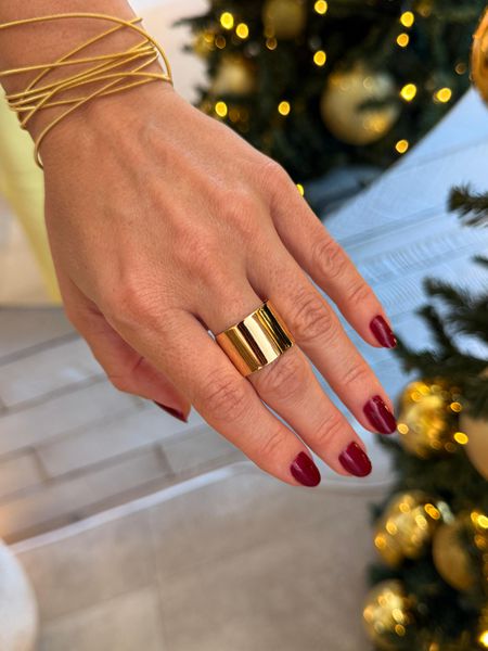 ANEL MAXI LISO REGULÁVEL BANHADO A OURO - Dri Ferreira Semi Joias