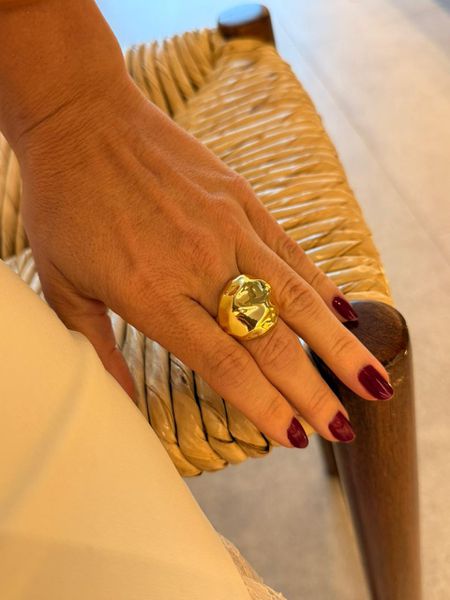 ANEL REGULÁVEL REDONDO ORGANIC BANHADO A OURO - Dri Ferreira Semi Joias