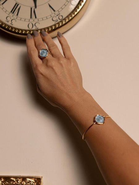 BRACELETE RESINADO AZUL BANHADO A OURO - Dri Ferreira Semi Joias