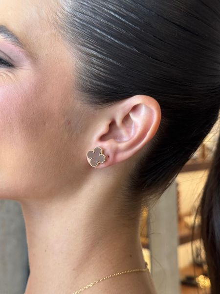 BRINCO TREVO RESINADO MARROM BANHADO A OURO - Dri Ferreira Semi Joias