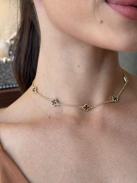 CHOKER TREVINHOS RESINADOS MARROM BANHADA A OURO - Dri Ferreira Semi Joias