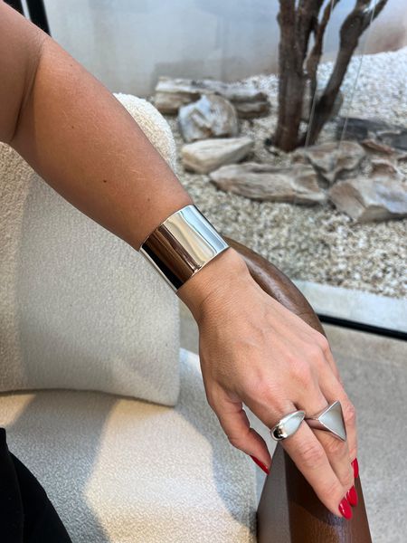 BRACELETE LISO MAXI BANHADO A RODIO BRANCO - Dri Ferreira Semi Joias