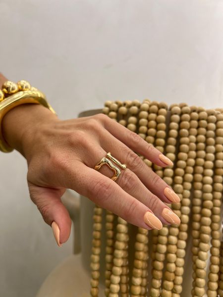 ANEL REGULÁVEL DUAS FILEIRAS ORGÂNICAS BANHADO A OURO - Dri Ferreira Semi Joias