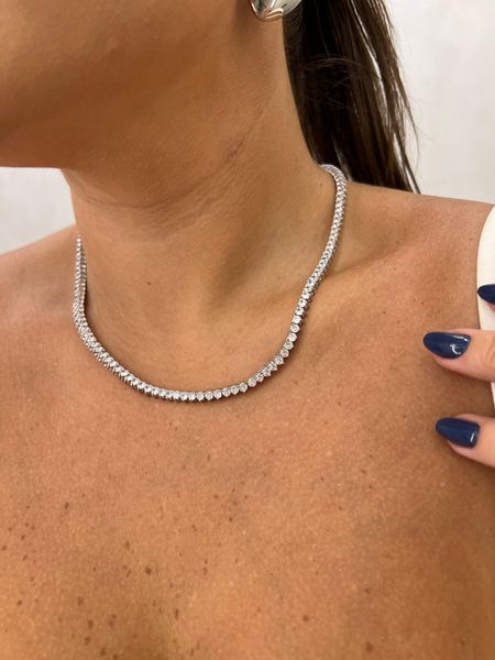 CHOKER RIVIERA TRES PONTOS 3MM CRISTAL BANHADO A RODIO BRANCO - Dri Ferreira Semi Joias