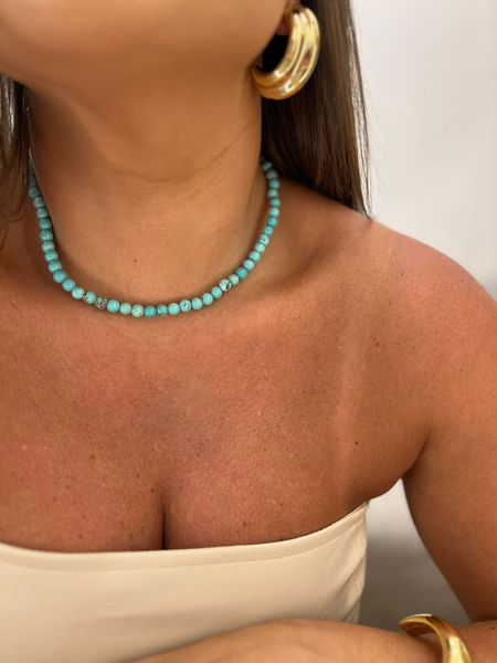 COLAR CRISTAIS TURQUESA BANHADO A OURO - Dri Ferreira Semi Joias