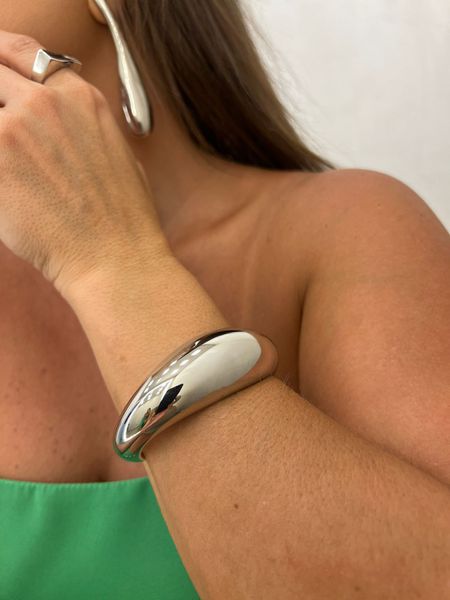 BRACELETE TUBO LISO MAXI BANHADO A RÓDIO BRANCO - Dri Ferreira Semi Joias