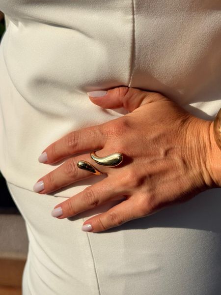 ANEL REGULÁVEL DUAS PONTAS ORGANIC BANHADO A OURO - Dri Ferreira Semi Joias