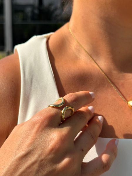 ANEL REGULÁVEL DUPLO VAZADO BANHADO A OURO - Dri Ferreira Semi Joias