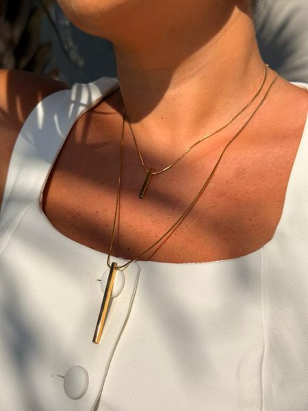 COLAR DUO PINGENTE SLIM BANHADO A OURO - Dri Ferreira Semi Joias