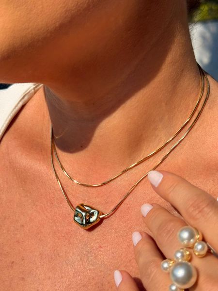 COLAR DUO PINGENTE ORGANIC BANHADO A OURO
