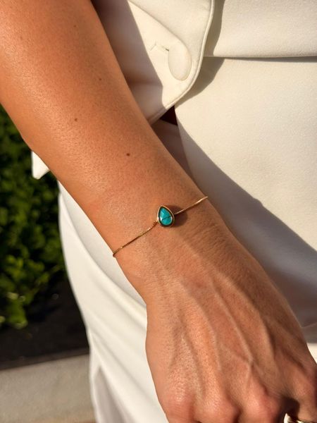PULSEIRA GOTINHA TURQUESA BANHADO A OURO - Dri Ferreira Semi Joias