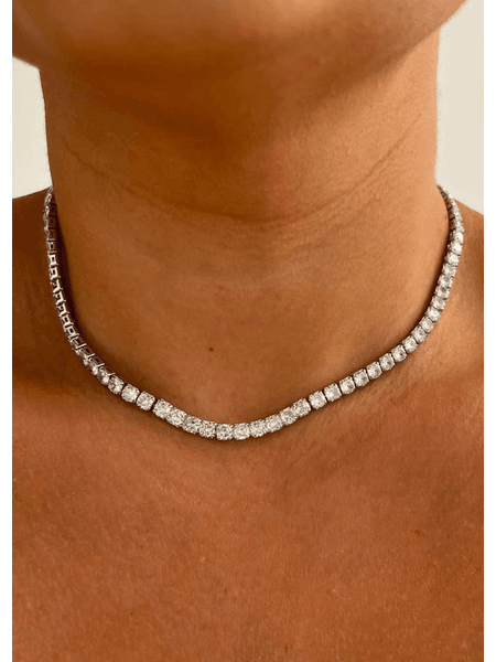 CHOKER RIVIERA GR CRISTAL BANHADA A RÓDIO BRANCO - Dri Ferreira Semi Joias