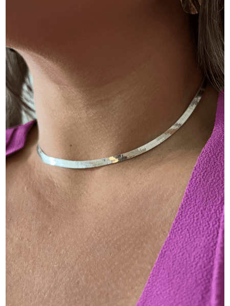 CHOKER FITA BANHADA A RODIO BRANCO - Dri Ferreira Semi Joias