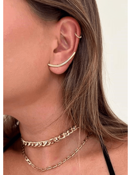 BRINCO EAR CUFF LISO BANHADO A OURO - Dri Ferreira Semi Joias
