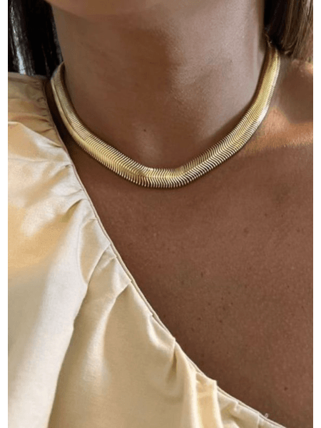 CHOKER MALHA GR BANHADO A OURO - Dri Ferreira Semi Joias