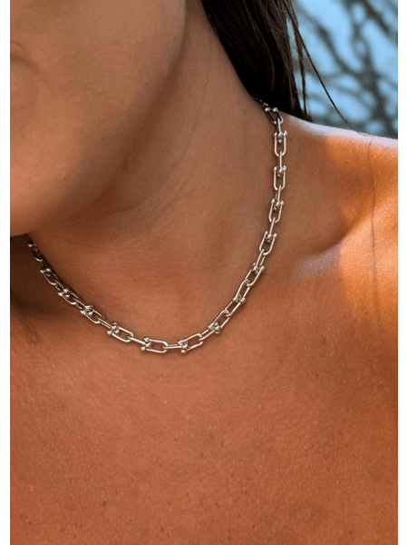CHOKER ELOS INSPIRED DF P BANHADO A RODIO BRANCO - Dri Ferreira Semi Joias