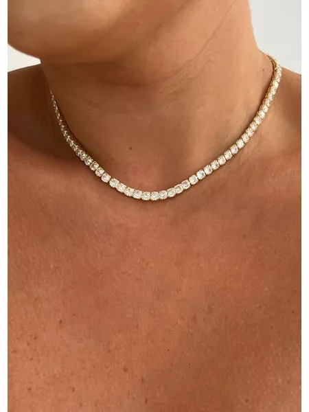 CHOKER RIVIERA GR CRISTAL BANHADA A OURO