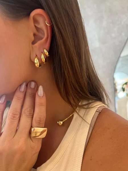 TRIO DE ARGOLAS LISAS BANHADO A OURO