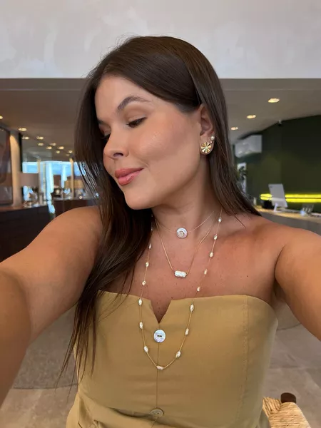 COLAR LONGO PÉROLA BARROCA BANHADO A OURO - Dri Ferreira Semi Joias