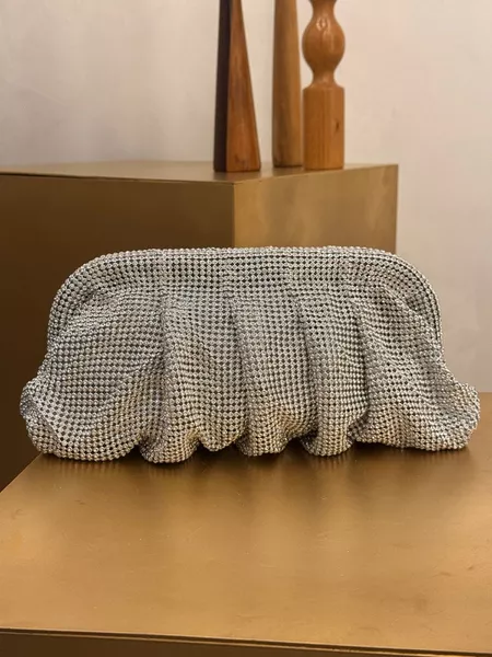 CLUTCH MALHA CRAVEJADA PRATEADA - Dri Ferreira Semi Joias