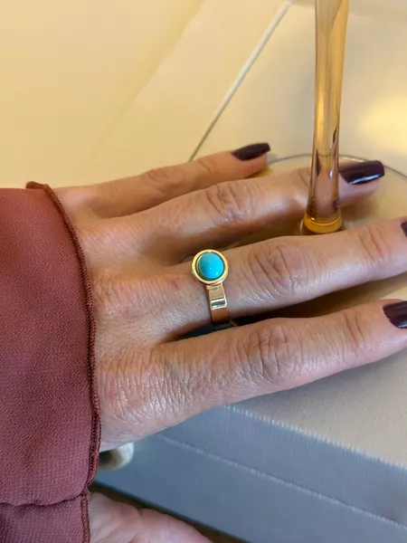 ANEL REGULÁVEL BOHO TURQUESA FINO BANHADO A OURO - Dri Ferreira Semi Joias