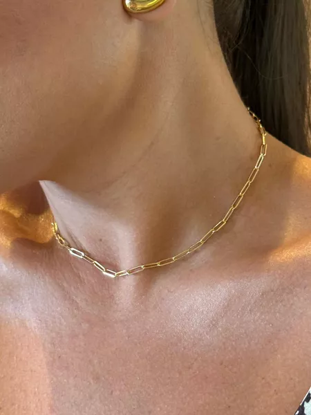 CHOKER ELOS RETANGULARES FINOS BANHADA A OURO - Dri Ferreira Semi Joias