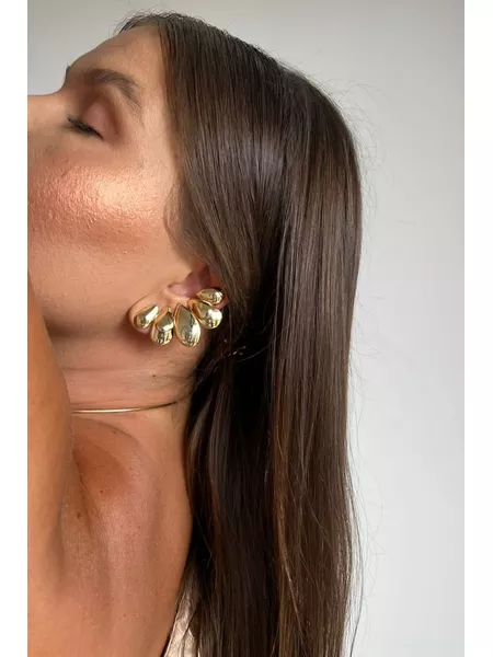 BRINCO EAR CUFF GOTAS BANHADO A OURO - Dri Ferreira Semi Joias