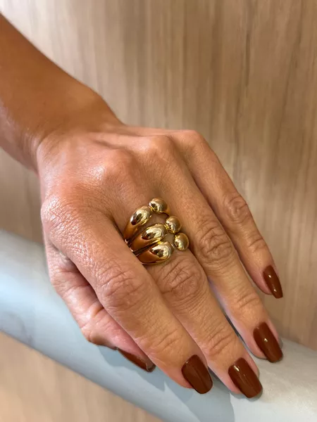 ANEL GOTA TRIPLO BANHADO A OURO - Dri Ferreira Semi Joias
