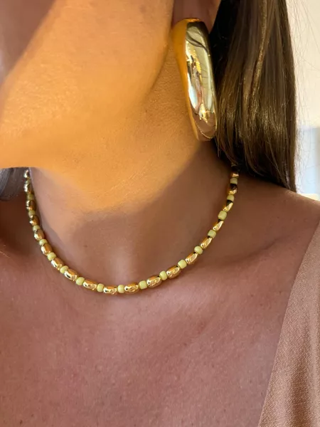 CHOKER PEDRINHAS AMARELAS BANHADO A OURO