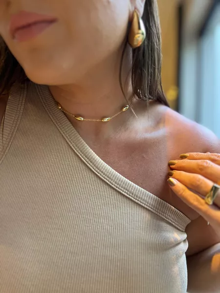 CHOKER TUBINHOS BANHADA A OURO