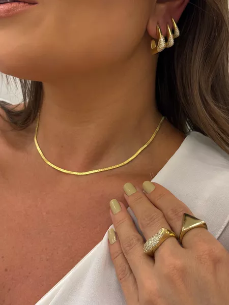 CHOKER FITA FINA TRABALHADA BANHADO A OURO - Dri Ferreira Semi Joias