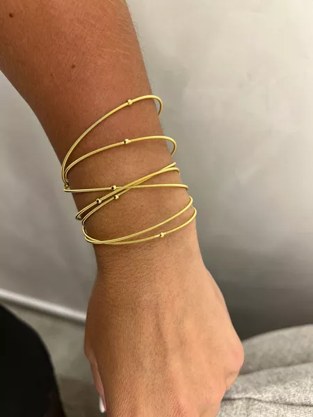 PULSEIRA CORDÃO DE VIOLÃO BOLINHAS BANHADO A OURO - Dri Ferreira Semi Joias