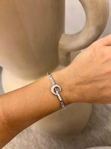 PULSEIRA CANUTILHOS E LUA CRAVEJADA BANHADA A RÓDIO BRANCO - Dri Ferreira Semi Joias