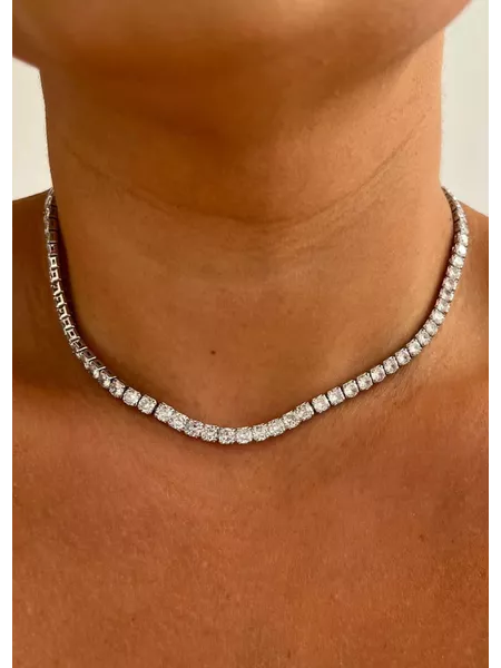 CHOKER RIVIERA GR CRISTAL BANHADA A RÓDIO BRANCO - Dri Ferreira Semi Joias