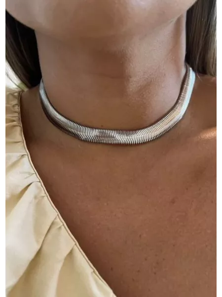 CHOKER MALHA GR RÓDIO BRANCO - Dri Ferreira Semi Joias
