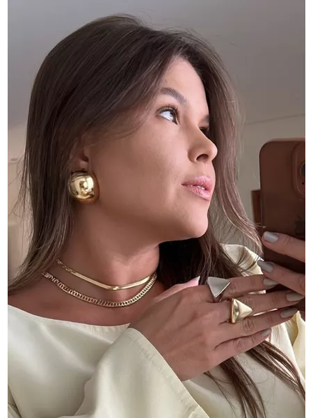 BRINCO BOTAO MAXI BANHADO A OURO